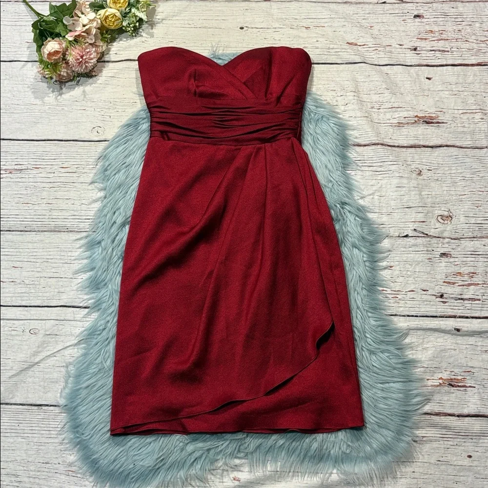 NWT Lelarose Bridesmaid Candy Apple 168 Tulip Red Sweetheart Mini Dress